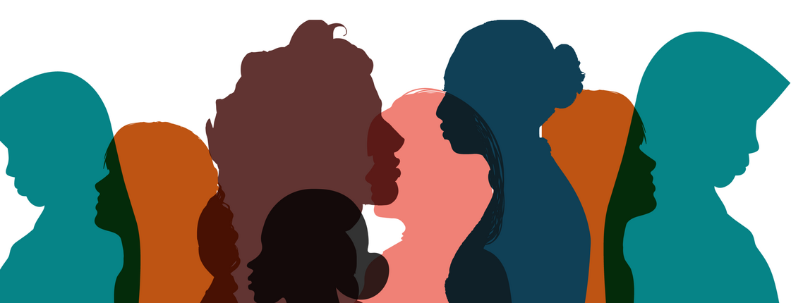 Silouetten von Frauen in unterschiedlichen Farben.